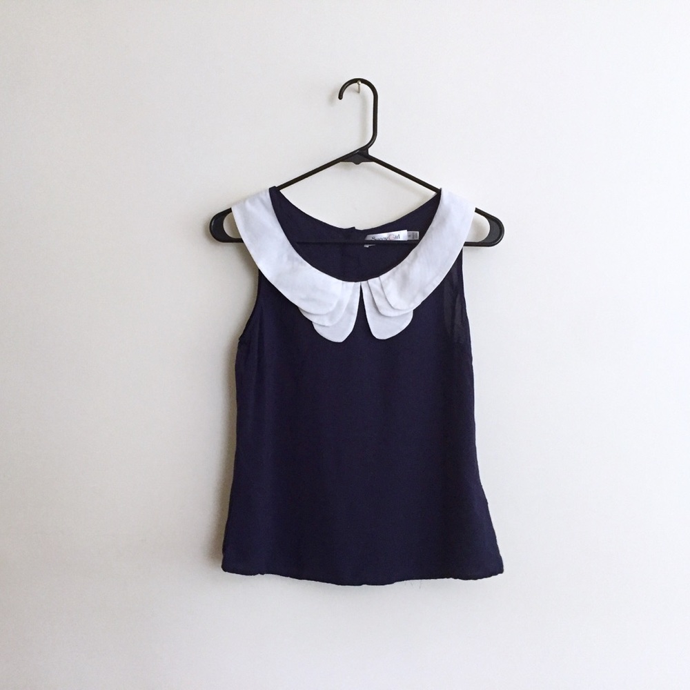 ModCloth Retro Bike Ride Sleeveless Top in Navy
